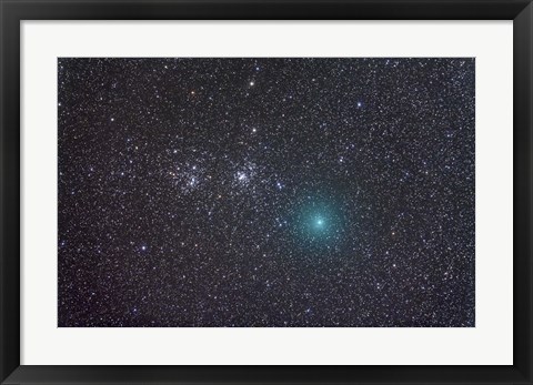 Framed Comet Hartley 2 as it approaches the Double Cluster in Perseus Print