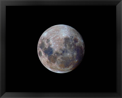 Framed true colors of the moon during the 2010 perigee Print