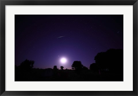 Framed bolide from the Geminids meteor shower above a setting moon in Mercedes, Argentina Print