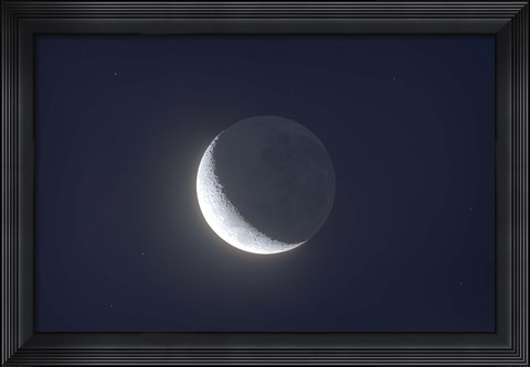 Framed Waxing crescent moon with Earthshine Print