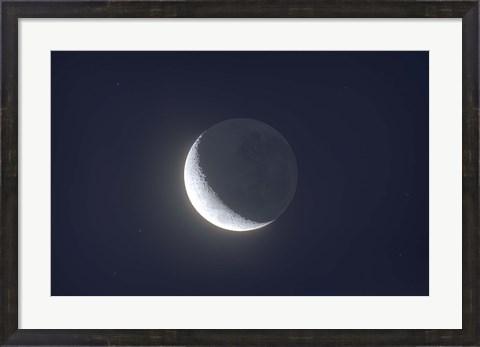 Framed Waxing crescent moon with Earthshine Print