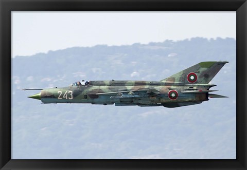 Framed Bulgarian Air Force MiG-21bis low flying over Bulgaria Print