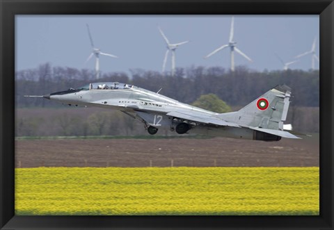 Framed Bulgarian Air Force MiG-29UB aircraft taking off Print