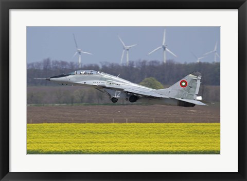 Framed Bulgarian Air Force MiG-29UB aircraft taking off Print