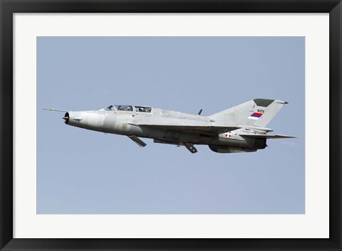 Framed Serbian Air Force MiG-21UM jet fighter Print