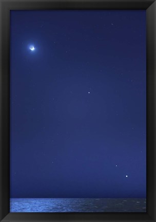 Framed Conjunction of the moon, Jupiter, Mars and Venus Print