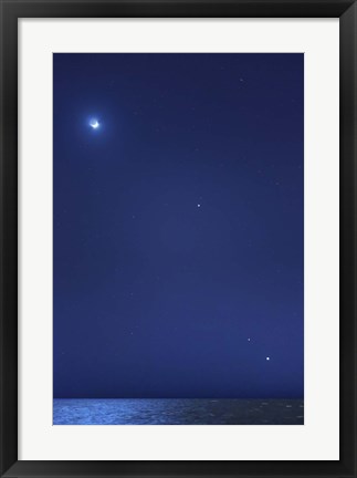 Framed Conjunction of the moon, Jupiter, Mars and Venus Print