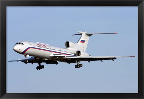 Framed Tupolev Tu-154M on final approach in Bulgaria Print