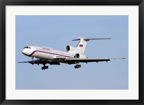 Framed Tupolev Tu-154M on final approach in Bulgaria Print