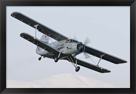 Framed Bulgarian Air Force Antonov An-2 in flight over Bulgaria Print