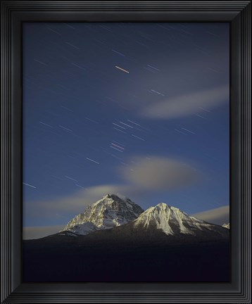 Framed Orion star tails over Mt Temple, Banff National Park, Alberta, Canada Print