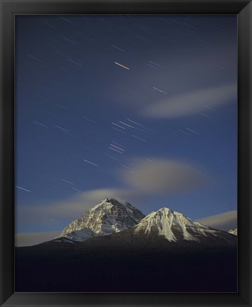 Framed Orion star tails over Mt Temple, Banff National Park, Alberta, Canada Print