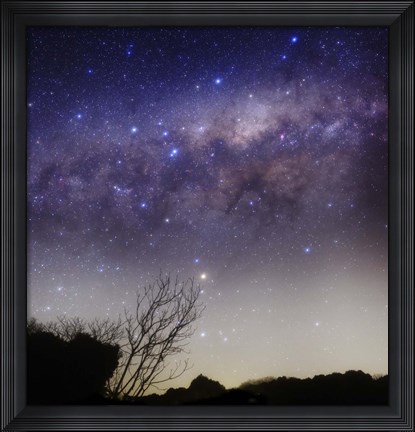Framed Milky Way above a rural landscape in San Pedro, Argentina Print