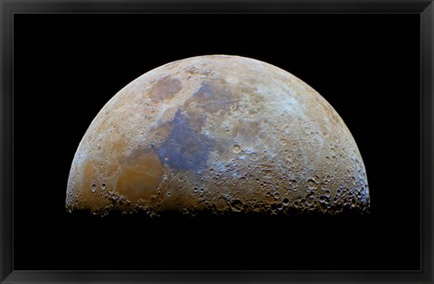 Framed moon with the transient Lunar-X visible at the terminator Print