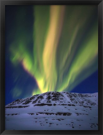 Framed Aurora Borealis over Toviktinden Mountain in Troms County, Norway Print