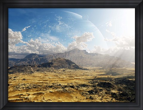 Framed Clouds break over a desert on Matsya, giving a glimpse of the planet Samandar Print