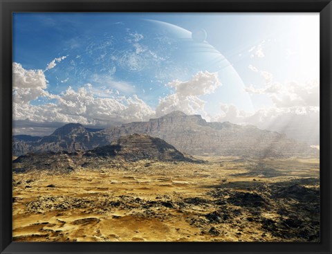 Framed Clouds break over a desert on Matsya, giving a glimpse of the planet Samandar Print