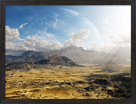 Framed Clouds break over a desert on Matsya, giving a glimpse of the planet Samandar Print
