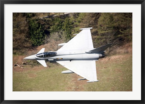 Framed Eurofighter Typhoon F2 aircraft of the Royal Air Force low flying over North Wales Print