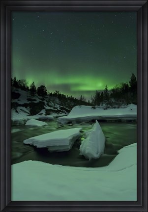 Framed Aurora Borealis, Tennevik River, Troms, Norway Print