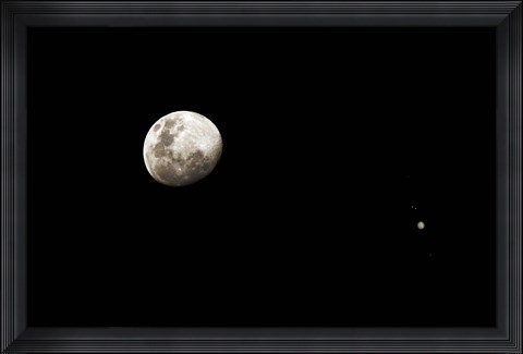 Framed Earth&#39;s moon and Jupiter separated by six degrees Print