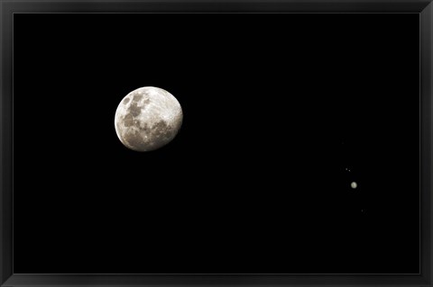 Framed Earth&#39;s moon and Jupiter separated by six degrees Print