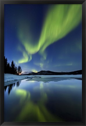 Framed Aurora Borealis over Sandvannet Lake in Troms County, Norway Print