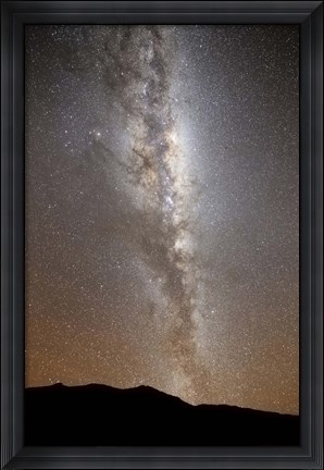 Framed Milky Way in vertical position rising from the horizon Print