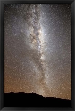 Framed Milky Way in vertical position rising from the horizon Print