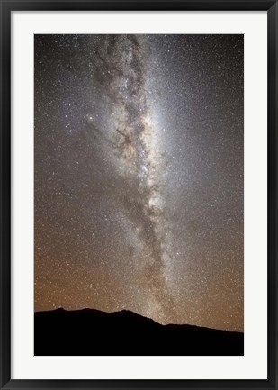 Framed Milky Way in vertical position rising from the horizon Print