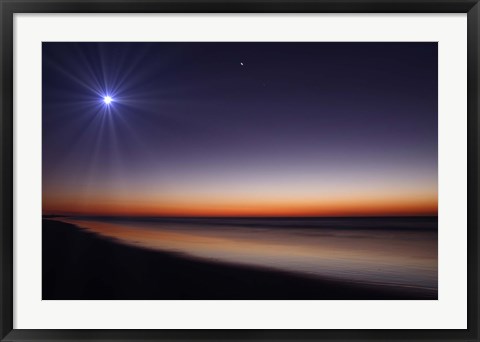 Framed Moon and Venus at twilight from the beach of Pinamar, Argentina Print