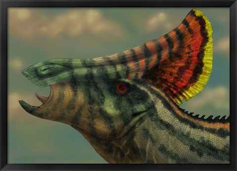 Framed Olorotitan dinosaur portrait Print