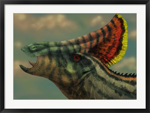 Framed Olorotitan dinosaur portrait Print