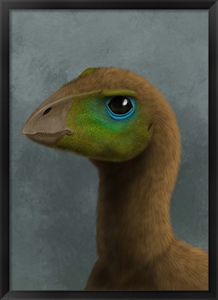 Framed Hypsilophodon dinosaur portrait Print