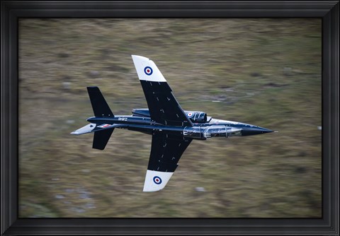 Framed Alpha Jet of the Royal Air Force low level flying over North Wales Print