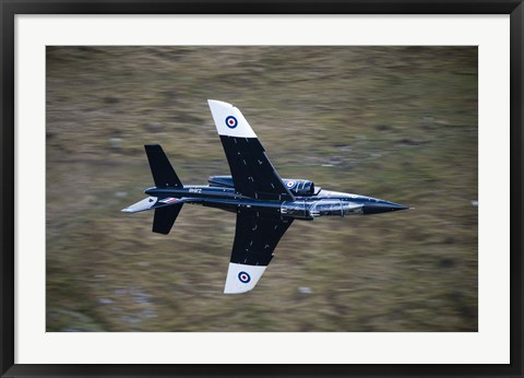 Framed Alpha Jet of the Royal Air Force low level flying over North Wales Print