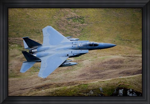 Framed F-15E Strike Eagle low flying over North Wales Print
