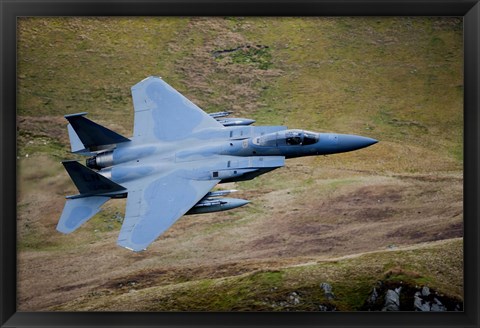 Framed F-15E Strike Eagle low flying over North Wales Print