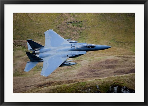 Framed F-15E Strike Eagle low flying over North Wales Print