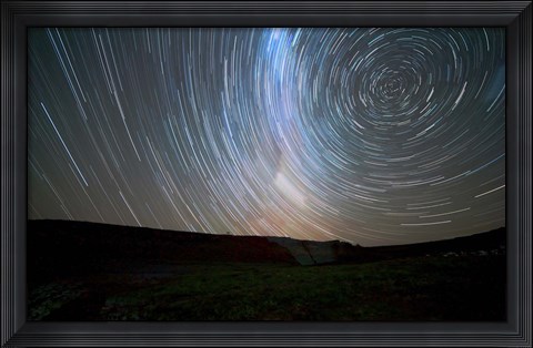 Framed Star trails around the south celestial pole, Somuncura, Argentina Print