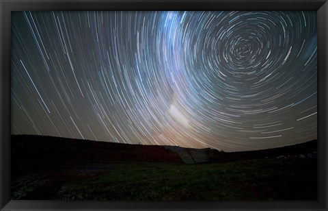 Framed Star trails around the south celestial pole, Somuncura, Argentina Print