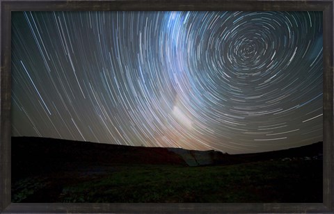 Framed Star trails around the south celestial pole, Somuncura, Argentina Print