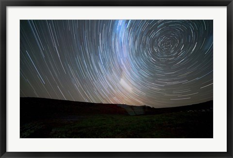 Framed Star trails around the south celestial pole, Somuncura, Argentina Print