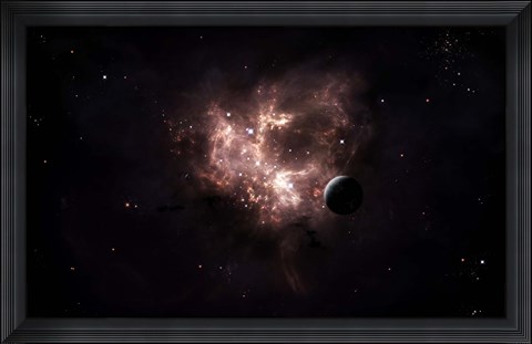 Framed emission nebula is viewed from nearby an inhabited system Print