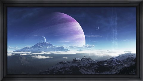 Framed Massive Lei Gong rises in the distance over the Tratung Mountains Print