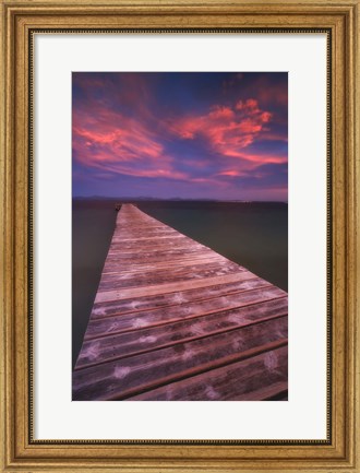 Framed Alcudia Beach pier in Mallorca, Spain Print