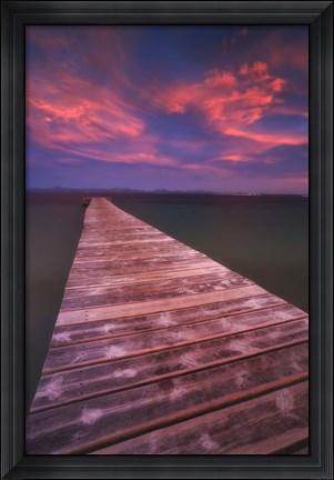 Framed Alcudia Beach pier in Mallorca, Spain Print