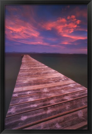 Framed Alcudia Beach pier in Mallorca, Spain Print