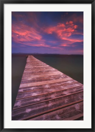 Framed Alcudia Beach pier in Mallorca, Spain Print