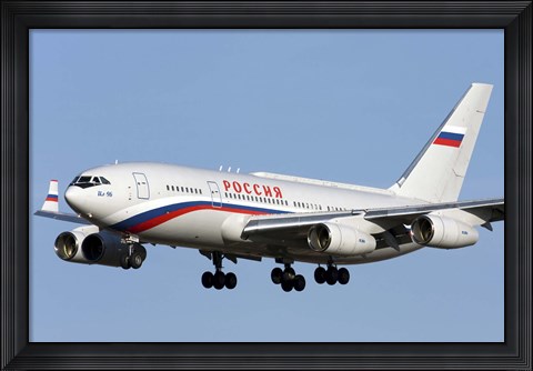 Framed Ilyushin Il-96 airliner prepares for landing Print